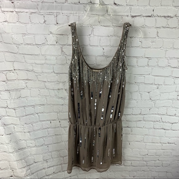 Arden B. 100% Silk Art Deco Sequin Tunic Tank - Picture 3 of 7